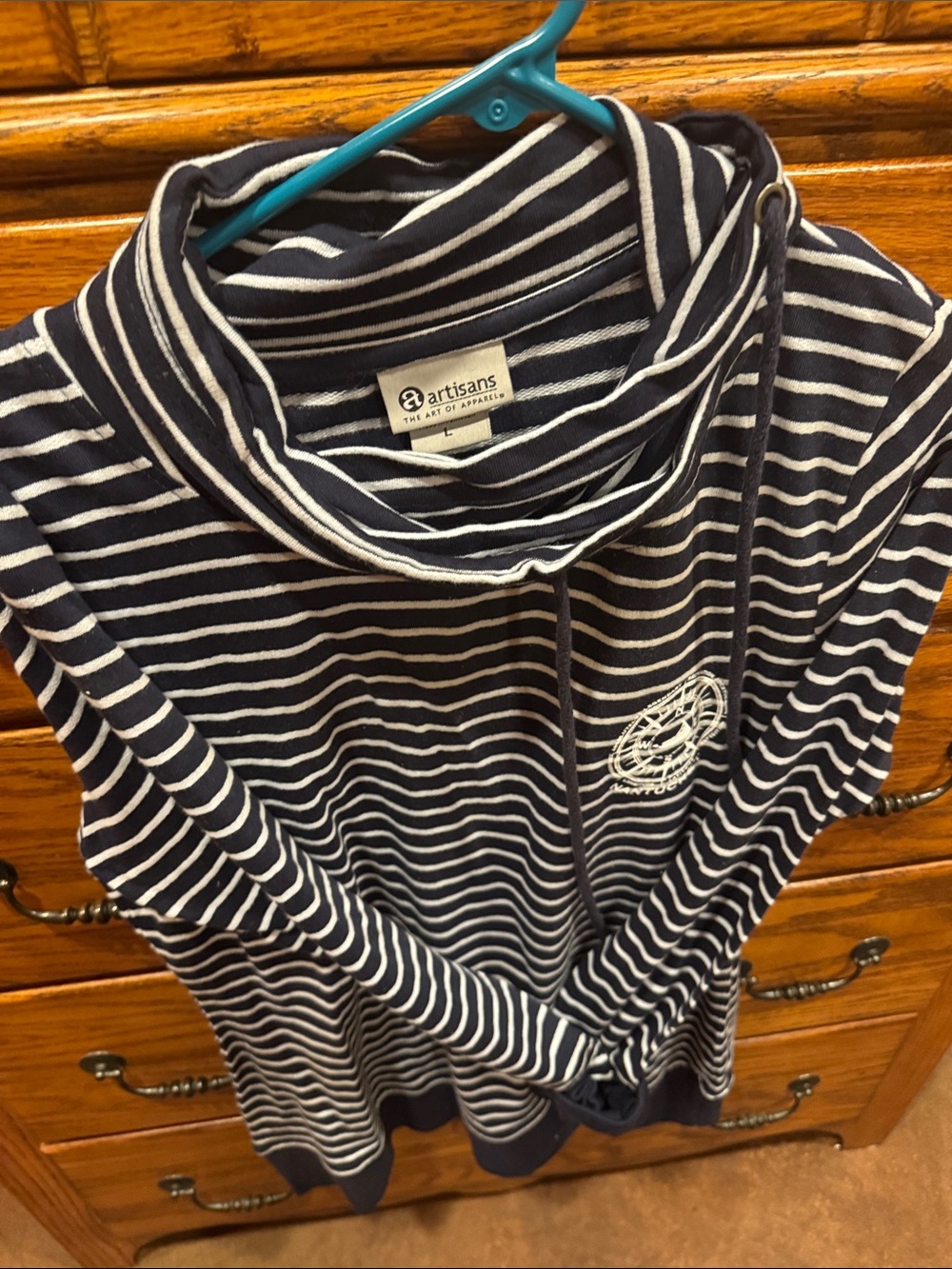 Artisans Navy & White Striped Hooded Top